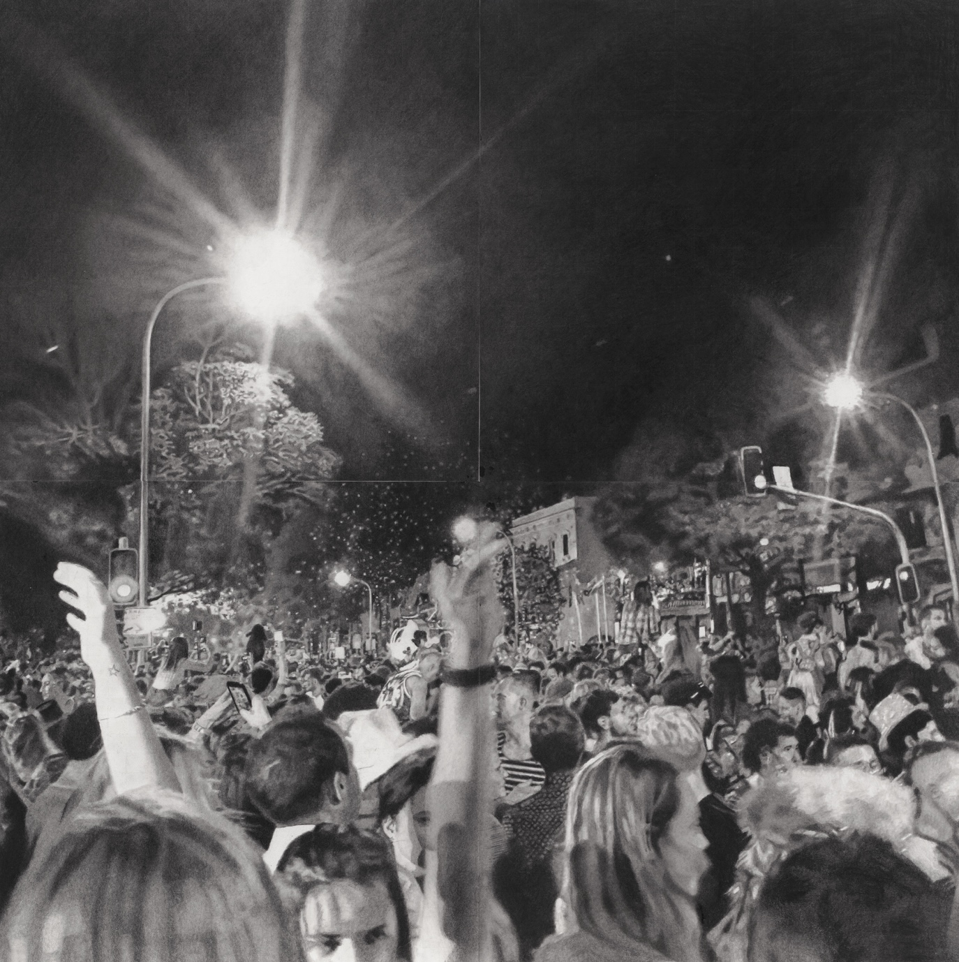 Artwork image of charcoal drawing celebration